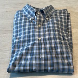 Ralph Lauren Men’s Blue & Green Plaid Button Down Shirt- Size 17/43